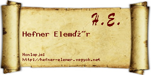 Hefner Elemér névjegykártya