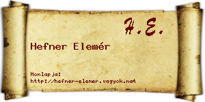 Hefner Elemér névjegykártya